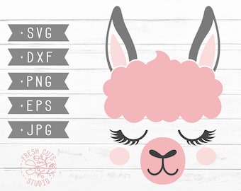 Llama Face SVG File for Cricut, Llama Svg Cut File, Instant Download, Llama Face Svg, Llama Svg Baby Girl, Alpaca Svg Face Eyelashes, png