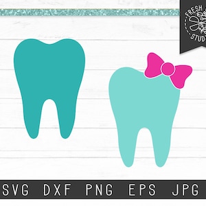 Download instantâneo do arquivo de corte SVG de dente, arquivo de corte de dente, silhueta de dente de menina, dentista Svg, fada do dente Svg, arquivo Svg de dente com arco para Cricut