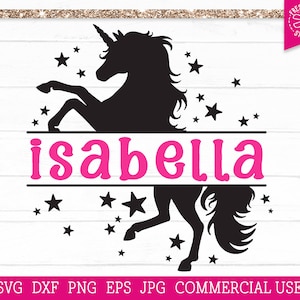 Einhorn SVG Plotterdatei für Cricut, Einhorn Silhouette, Einhorn Aufzucht, Einhorn Namen Rahmen, Monogramm Rahmen, Einhorn Mädchen svg
