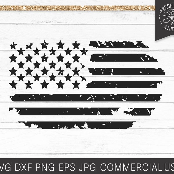 Distressed USA Flag SVG Cut File, Distressed American Flag Patriotic SVG Cut File for Cricut 4th of July Svg Distressed Png Flag Sublimation
