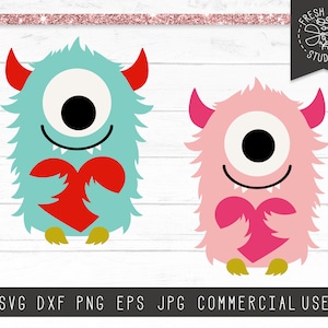 Valentine SVG geschnitten Datei, Monster Svg für Kinder, Valentinstag Svg, Valentinstag Monster, Instant Download, Monster geschnitten Datei für Cricut Dxf Png