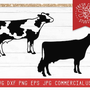 Vache SVG Téléchargement instantané, Dairy Cow Cut File for Cricut, Cow Silhouette, Heifer Svg, Farm svg, Livestock svg Cow Clipart, Holstein Cow Svg,
