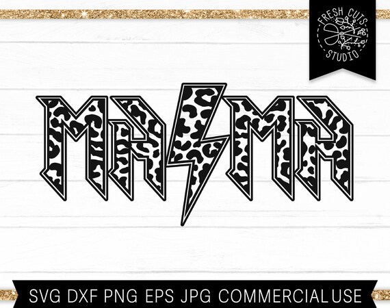 Lightning Bolt Mama Leopard SVG Cut File, Rock N Roll Mama Rock