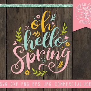 Hallo Frühling SVG Instant Download, Frühling Svg Hand beschriftet, Frühling geschnitten Dateien für Cricut, Silhouette, Bauernhaus Zeichen Svg, Holz Zeichen Svg Dxf