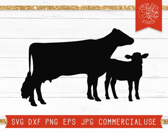 Download Cow Svg File Cow With Calf Svg Cow Silhouette Calf Etsy