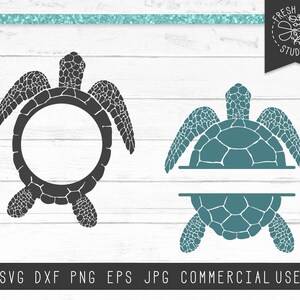 Sea Turtle Monogram Frame SVG Cut File for Cricut Silhouette, Beach