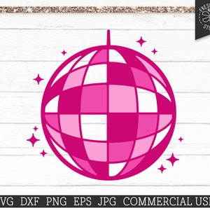 Disco Ball SVG Cut File for Cricut and Silhouette, Commercial Use Groovy Hippie Disco PNG Sublimation Design, dxf eps jpg Digital Download