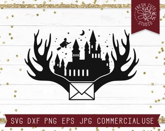 Wizard SVG Cut File pour Cricut, Castle Silhouette SVG, Boy Wizard svg, Magic svg, Broomstick svg, Wizard School Svg, Magic Castle svg, Automne