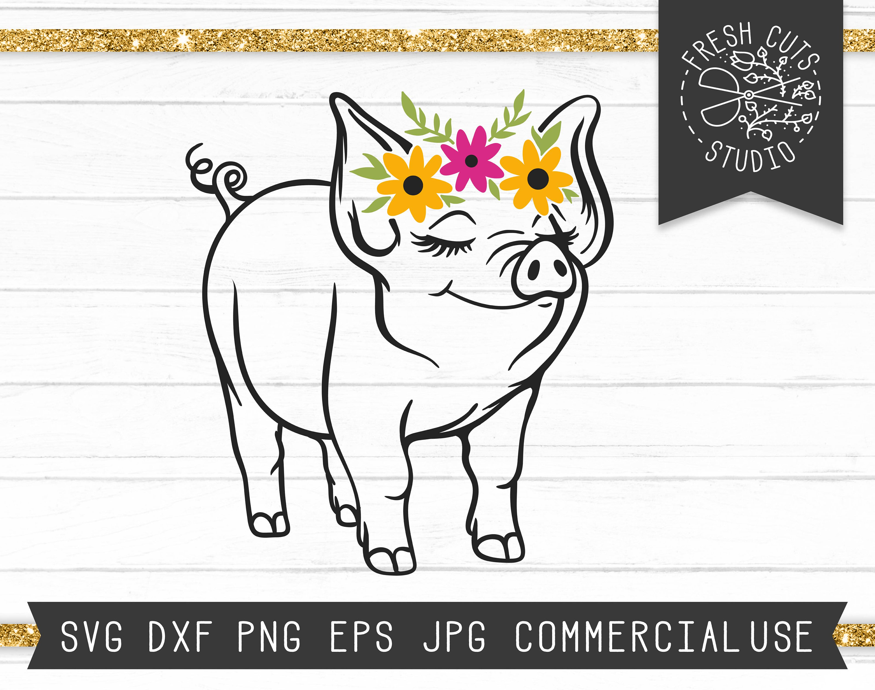 Download Pig Svg Cut File For Cricut Floral Pig Svg Pig With Flowers Etsy
