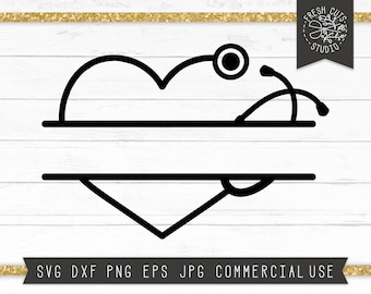 Nurse Svg, Nurse Split Frame Svg, Stethoscope Split Frame Svg, Heart Stethoscope Cut Files for Cricut, Silhouette, Dxf, Monogram, Pre Med