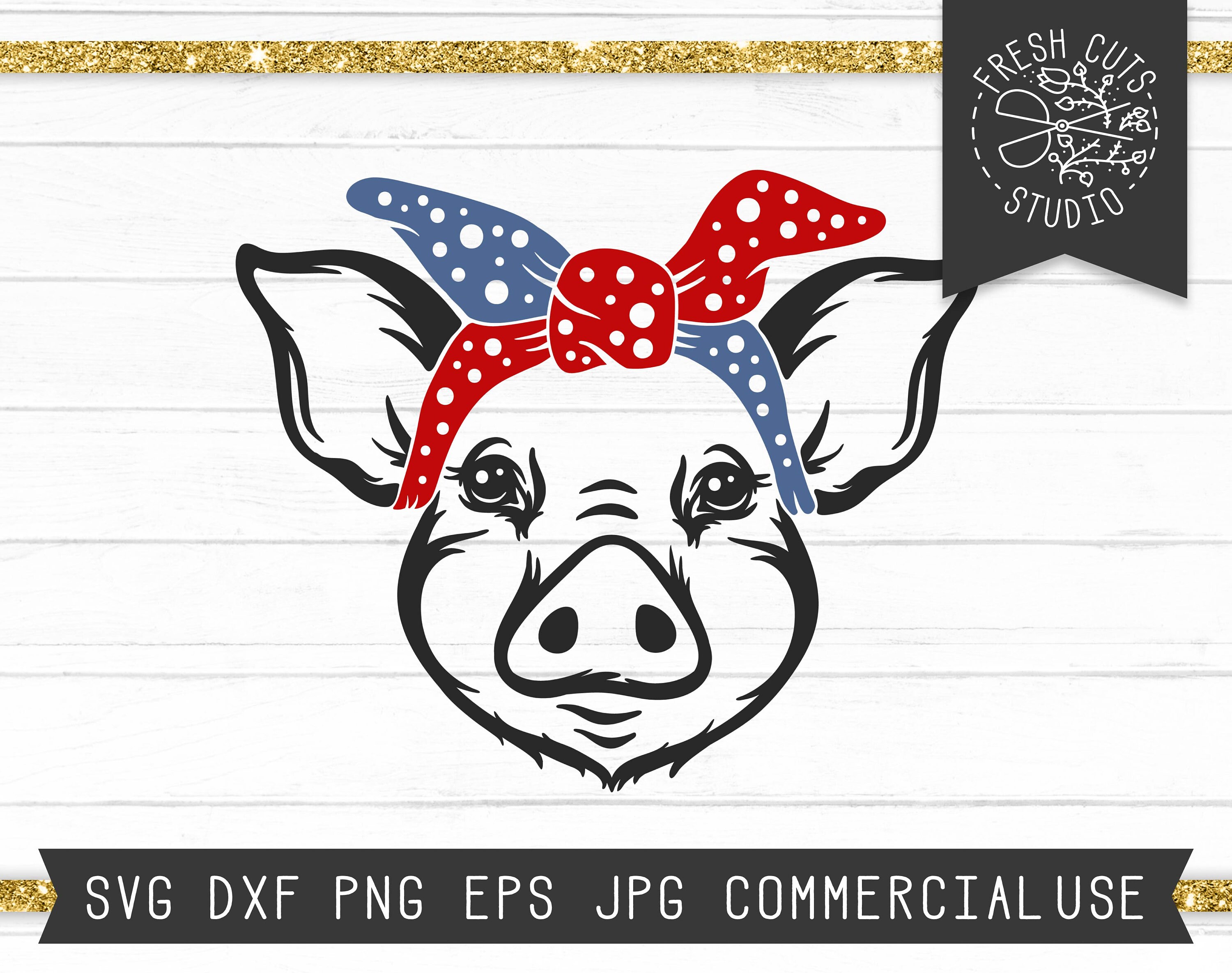 Download Pig SVG Pig Face Svg Pig with Bandana Svg 4th of July svg ...