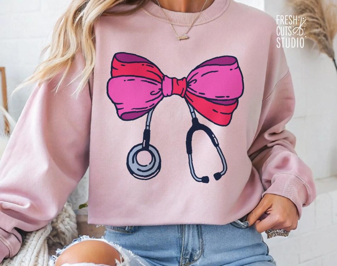 Bow Stethoscope SVG Coquette Preppy Nurse Cut File for Cricut ...