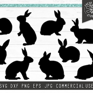 Kaninchen SVG Silhouetten Instant Download-Dateien für Cricut, Bunny SVG, Ostern Svg, Ostern Hase schneiden Datei, Frühling Wald Clipart, Haustier Kaninchen