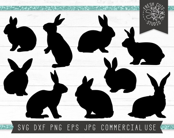 Download Rabbit Svg Silhouettes Instant Download Files For Cricut Etsy
