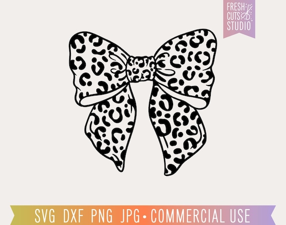 Leopard Print Bow SVG Cut File, Leopard Coquette Bow Png Sublimation File, Hand Drawn Bow, Cheetah Bow, Animal Print Bow, Leopard Bow SVG