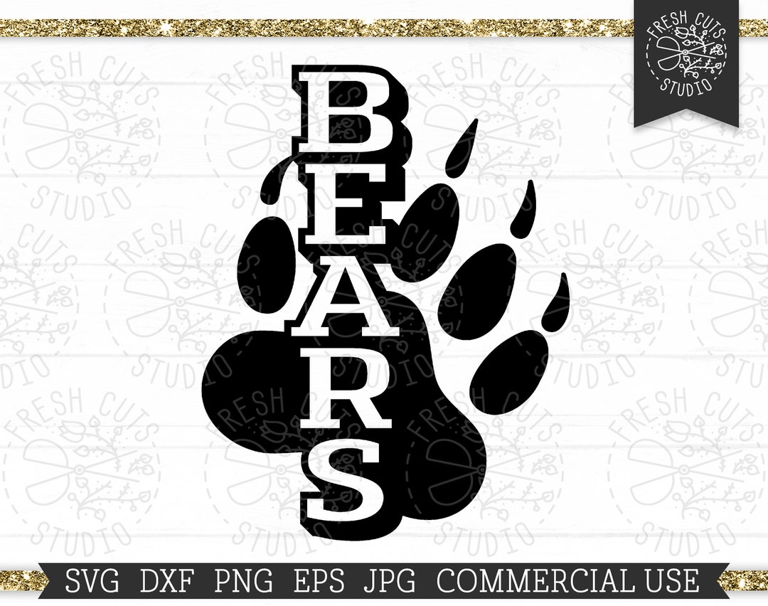 Bears Team SVG Cut File for Cricut, Sports SVG Cuttable, Retro Team ...