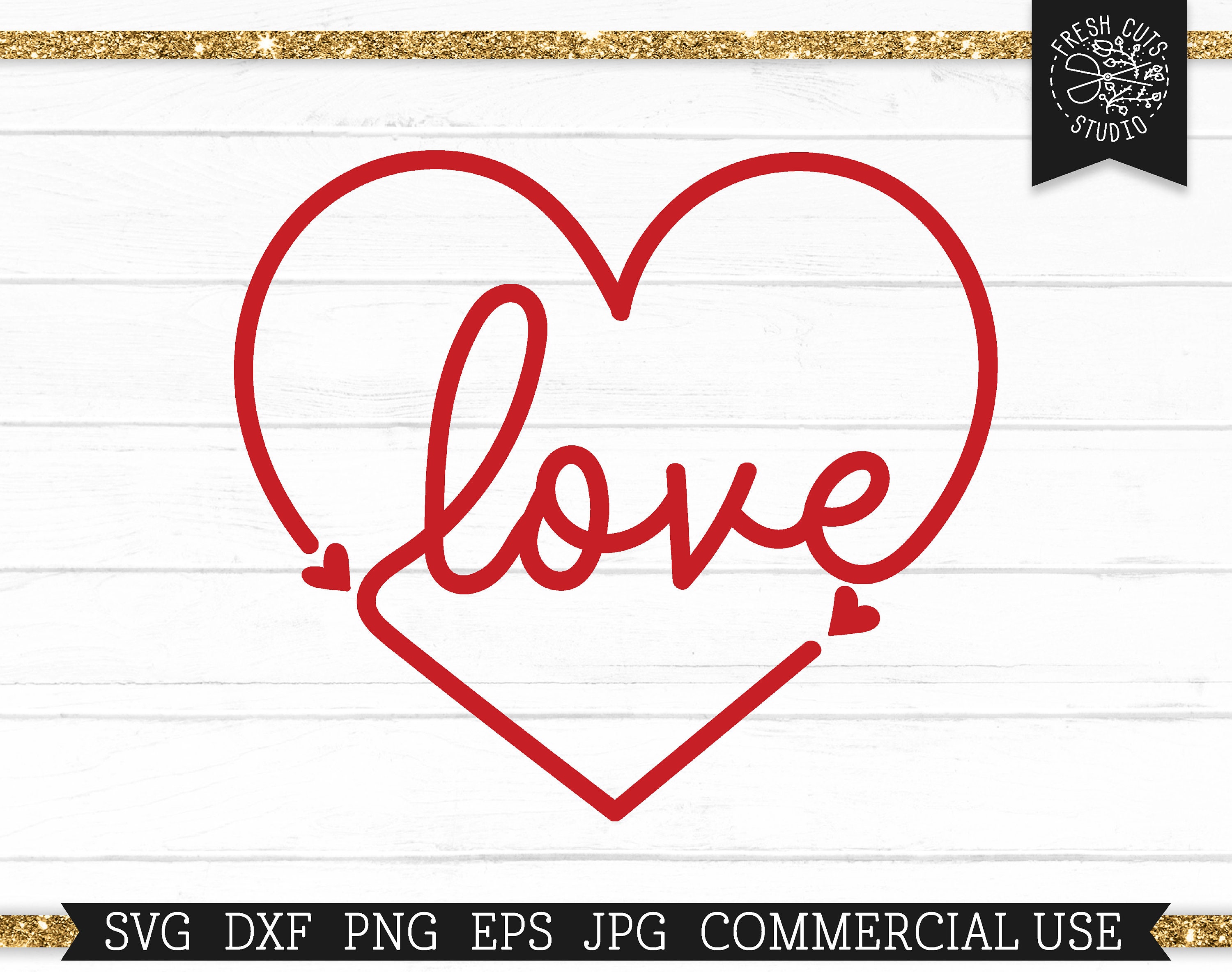 Love Heart SVG Retro Valentine Word Cut File for Cricut, Silhouette ...