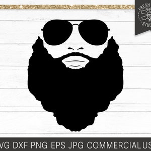 Beard SVG, Bearded Man SVG Cut File for Cricut, Lunettes de soleil Aviator SVG Beard, Dad svg, Barber svg, Beard Oil svg Face with Beard, Afro Black