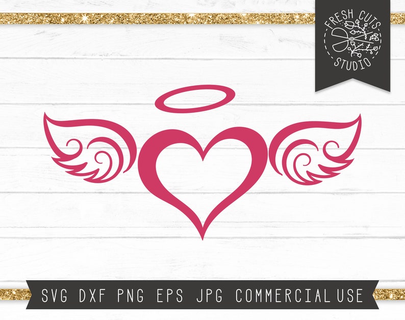 Download Heart SVG Angel Wings Svg Cut File for Cricut Heart with ...