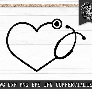 Stethoscope Heart Monogram Frame SVG Cut File for Cricut Design, Instant Download, Silhouette, Cameo, Heart Stethoscope SVG Cutting File Dxf
