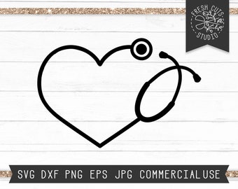 Stethoscope Heart Monogram Frame SVG Cut File for Cricut Design, Instant Download, Silhouette, Cameo, Heart Stethoscope SVG Cutting File Dxf