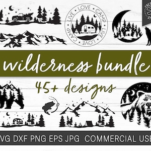 Pacote Wilderness SVG, Camping svg Bundle, Camper svg, Tent svg, Bear Bundle, Bear svg Deer svg, Wolf svg, Clipart Bundle Uso comercial svg