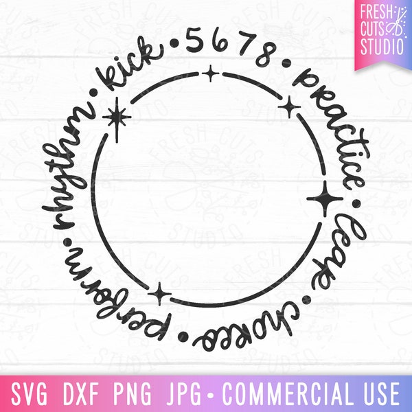 Dance Monogram Frame SVG, Dancer Cricut Cut File, Dance Circle Frame, Name Frame, Dance Team Monograms, Add Your Own Initials, Dance PNG dxf