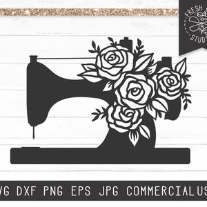 Floral Nähmaschine SVG Instant Download, Nähmaschine SVG geschnitten Datei für Cricut, Nähen Svg, Nähmaschine mit Blumen Svg, Handwerk Svg