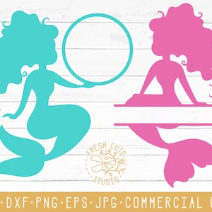 Mermaid Monogram Frame SVG Instant Download Design, Mermaid Circle Design Clipart Graphics, Cut Files Cricut Cameo Silhouette, Mermaid Name