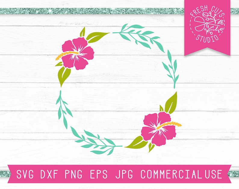 Download Hibiscus Frame SVG Hawaiian Flower Frame svg Tropical Monogram Frame SVG for Vacation Hibiscus ...