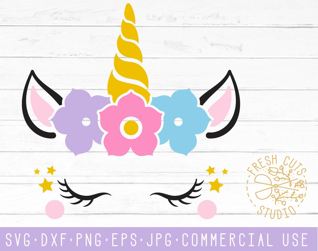 Cute Unicorn Face Floral SVG Instant Download Design Unicorn Etsy