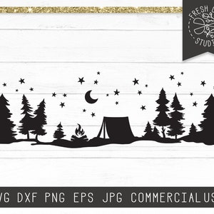 Zelt im Wald, Camping Svg, Wandern Svg, Zelt Silhouette Svg, Zelt, Zelt im Wald, Zelt geschnitten Datei für Cricut, Lagerfeuer Svg Png jpg dxf eps