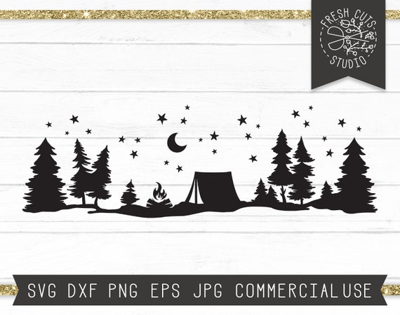 Tent in Forest, Camping Svg, Hiking Svg, Tent Silhouette Svg, Camp