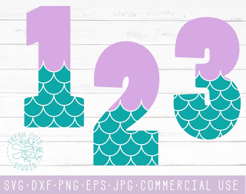 Download Mermaid Numbers 1 2 3 SVG Instant Download Design Baby | Etsy