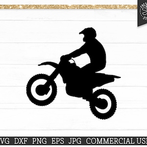 Motorrad Silhouette SVG, Dirt Bike Cut File für Cricut, Motocross, Motorrad Racing, Kommerzielle Nutzung Png dxf eps Vektor Clipart, Helm