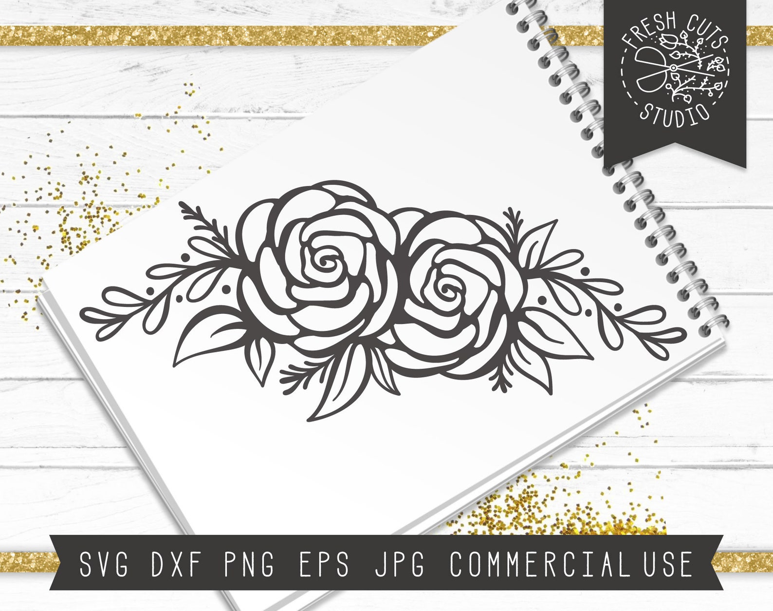 Flower Swag Svg Instant Download Hand Drawn Roses Svg Cut | Etsy