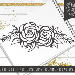 Flower Swag Svg, Instant Download, Hand Drawn Roses Svg Cut Files for Cricut, Rose Swag Flourish Silhouette, Rose Laurel Svg, Dxf, Png, Jpg