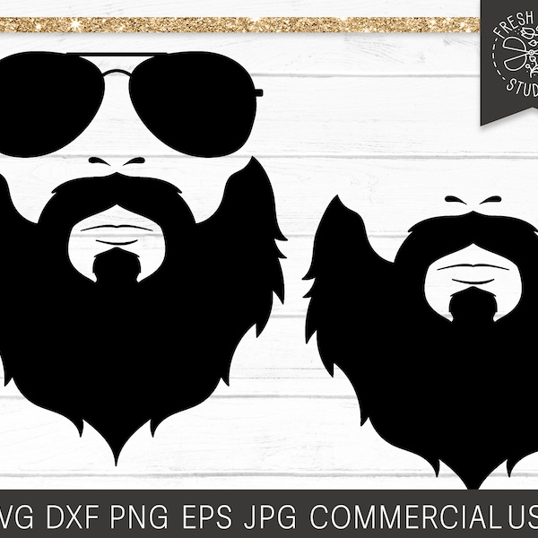 Beard SVG, Bearded Man SVG Cut File for Cricut, Aviator Sunglasses SVG Beard, Dad svg, Barber svg, Beard Oil svg, Face with Beard, Father