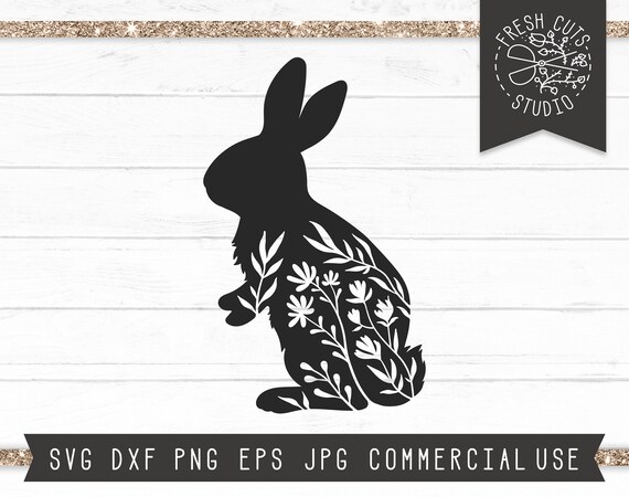 Rabbit SVG Floral Rabbit SVG Rabbit Silhouette SVG Cut File - Etsy