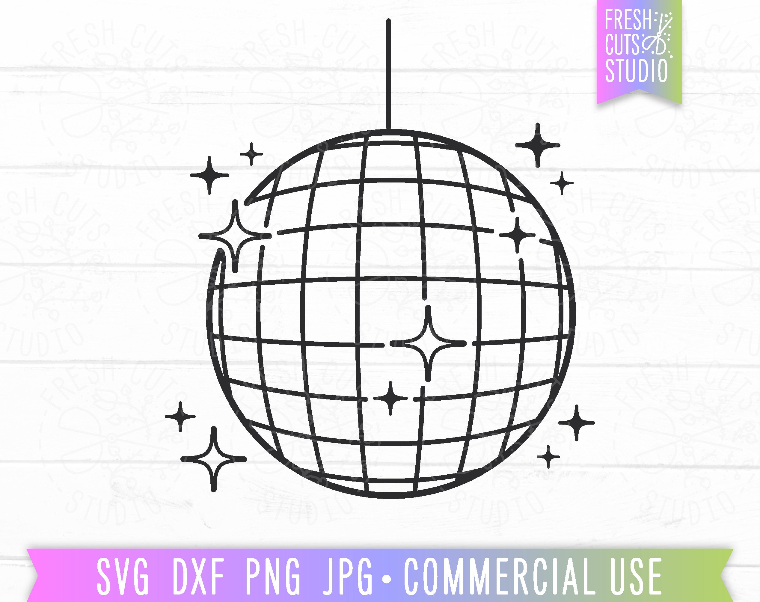 Disco Ball SVG Cut File, Disco Ball Clipart Image, Disco Png