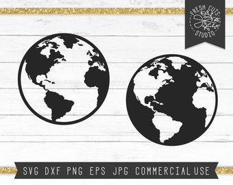 Planet Earth SVG Cut File for Cricut, Earth Silhouette, Globe SVG Silhouette Cutting File, Instant Download, Globe Clipart Dxf Png Jpg