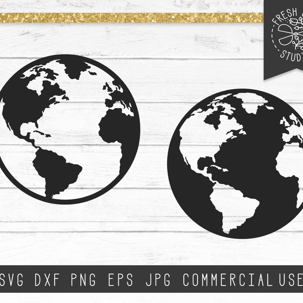 Planet Earth SVG Cut File for Cricut, Earth Silhouette, Globe SVG Silhouette Cutting File, Instant Download, Globe Clipart Dxf Png Jpg