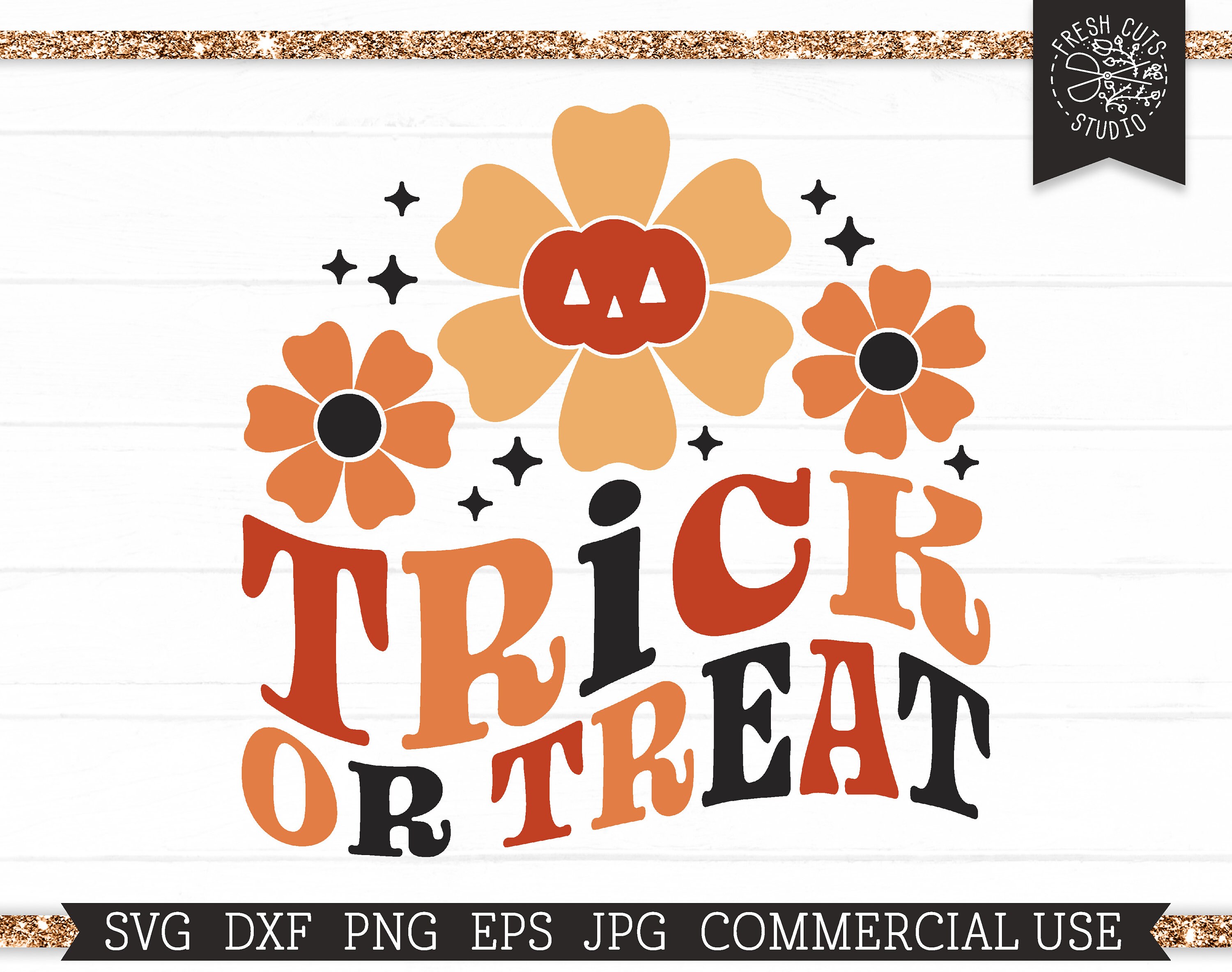 Trick or Treat SVG Retro Halloween Svg Cut File for Cricut, Silhouette ...