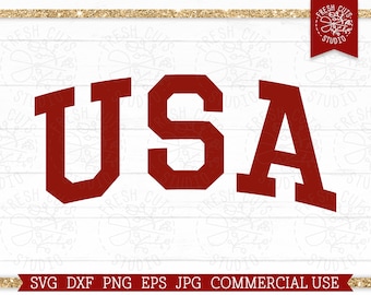 USA Svg Varsity Letters Sporty Design, America Sweatshirt Cut file for Cricut and Silhouette, Commercial Use, University USA png dxf eps
