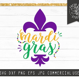 Mardi Gras SVG, Fat Tuesday svg, Mardi Gras Shirt Svg Cut File for Cricut, Silhouette, Instant Download, Fleur De Lis svg, Beads svg dxf png