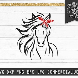 Horse SVG, Horse Head Svg, Horse Cut File for Cricut, Horse with Bandana, Instant Download, Pretty Horse, Banana Horse svg, Horse Face Svg