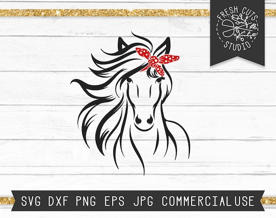 Horse SVG, Horse Head Svg, Horse Cut File for Cricut, Horse with Bandana, Instant Download, Pretty Horse, Banana Horse svg, Horse Face Svg