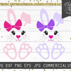 Hase Kaninchen SVG geschnitten Datei für Cricut, Ostern Svg, Osterhase Svg, Hase Füße Svg, Ostern Mädchen Svg, Ostern Shirt Svg, Bunny Gesicht Svg Dxf