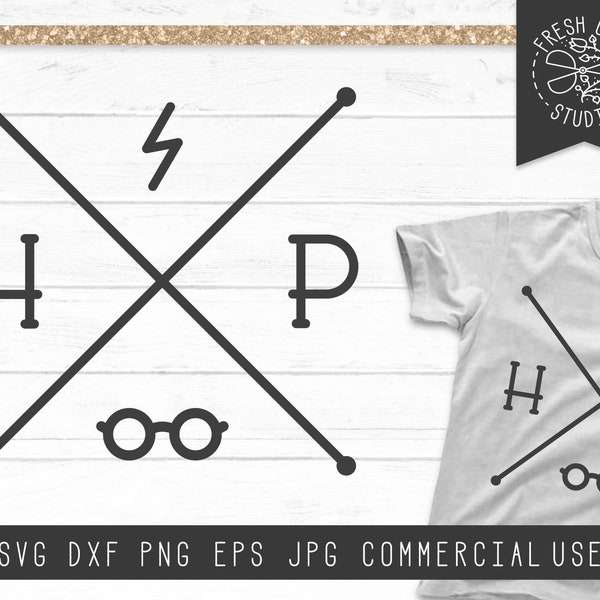 Magic School SVG Cut File, Potter SVG, Glasses Svg, Lightning Bolt Scar Svg, Wizard Svg, Shirt Design, File for Cricut Dxf