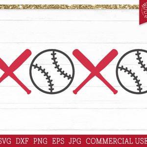 Baseball XOXO SVG Valentinstag geschnitten Datei für Cricut, Happy Valentines Day svg, Baseball svg, Umarmungen und Küsse Png, Softball svg png dxf eps